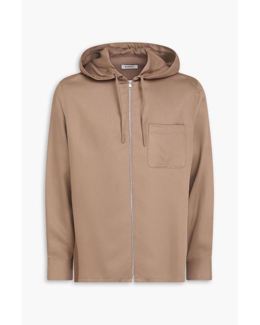 Sandro Natural Lyocell-blend Twill Zip-up Hoodie for men