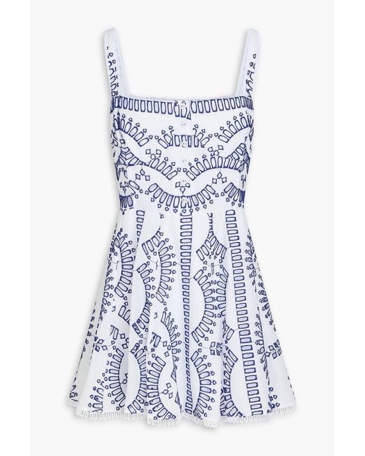 Charo Ruiz Blue Ricka Broderie Anglaise Mini Dress
