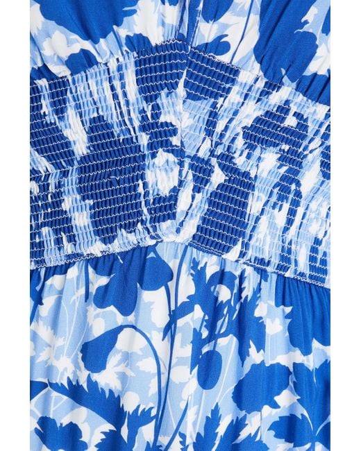 Heidi Klein Blue Tuscany midikleid aus webstoff mit floralem print und raffung