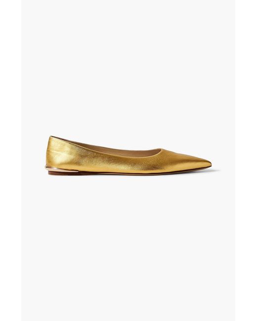 Gabriela Hearst White Fleur Embellished Leather Ballet Flats