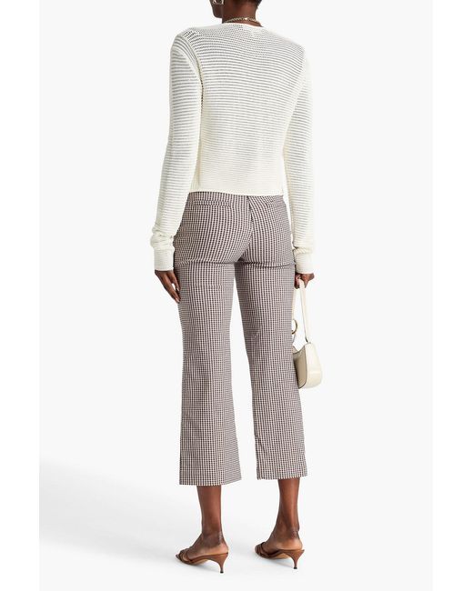 Staud Gray Knack Cropped Gingham Stretch-crepe Straight-leg Pants