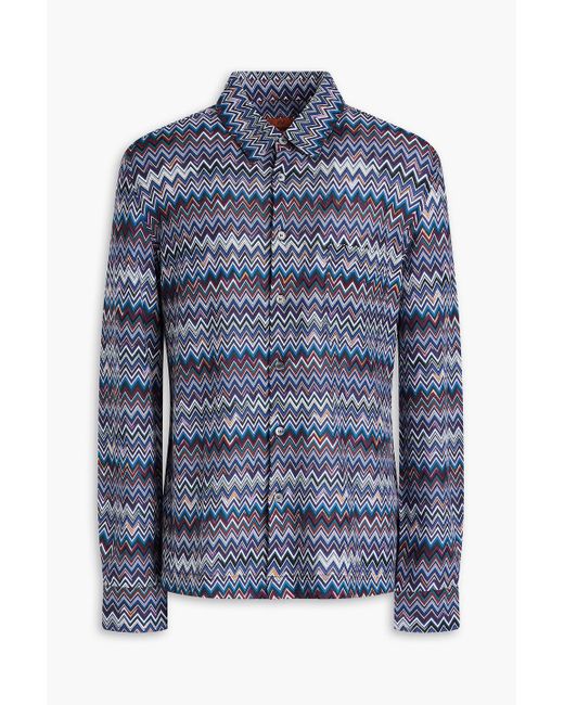 Missoni Blue Crochet-knit Cotton-blend Shirt for men