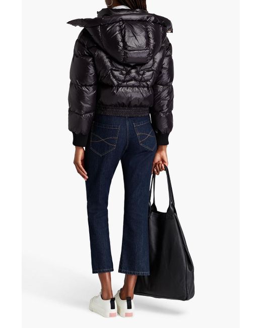 Sandro Black Quilted Shell Hooded Jacket