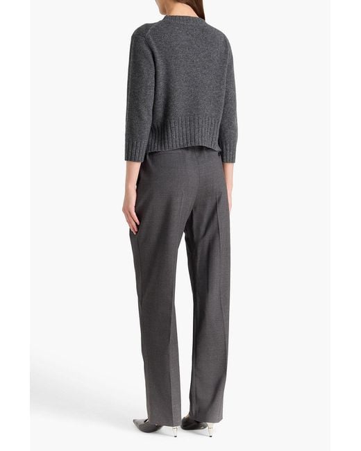 Loulou de Saison Black Niro Pleated Wool-Blend Twill Straight-Leg Pants