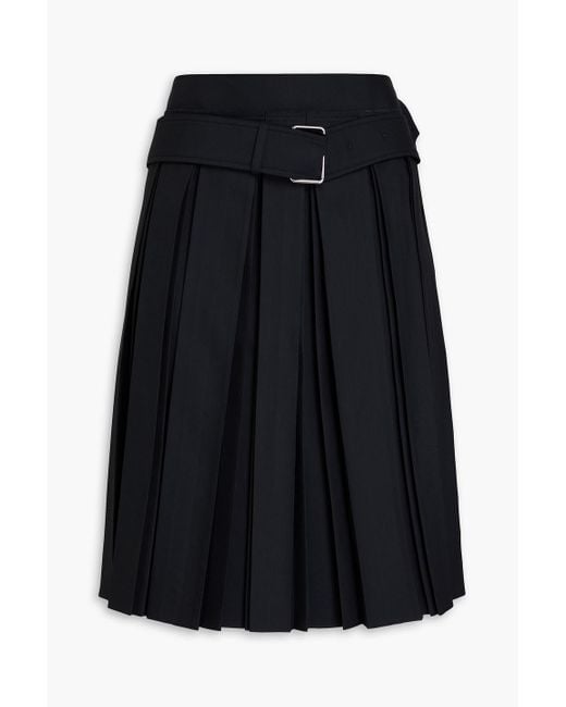 Peter Do Black Belted Pleated Sateen Skirt