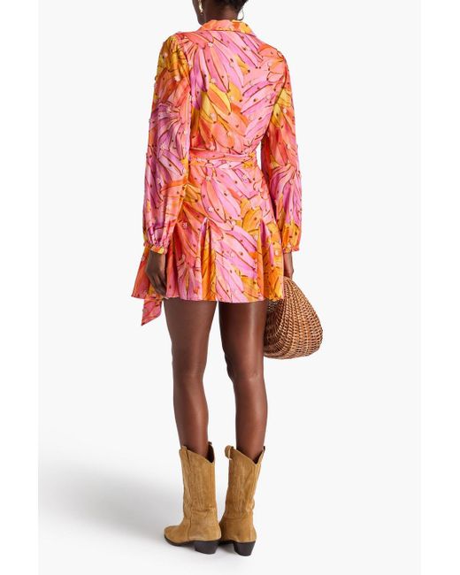 Farm Rio Orange Bedrucktes hemdkleid aus baumwolle in minilänge