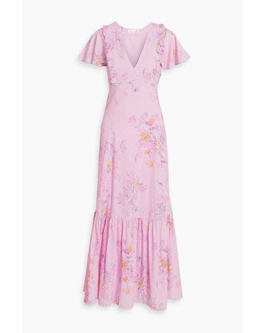 LoveShackFancy Pink Vinnie Floral-print Fil Coupé Cotton Maxi Dress