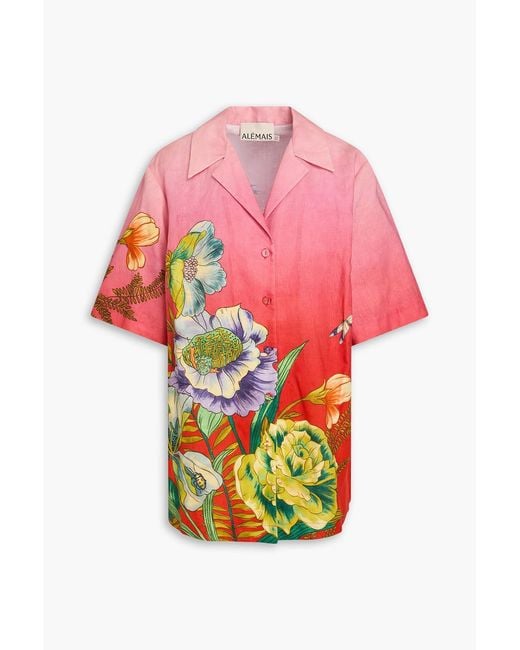 ALÉMAIS Pink Floral-print Linen Shirt