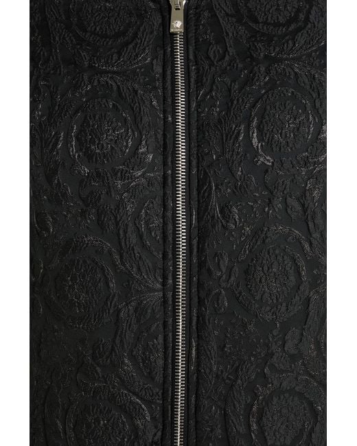 Versace Black Metallic Brocade Bomber Jacket for men