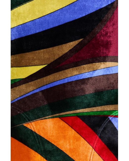 Emilio Pucci Multicolor Printed Stretch-Velvet Midi Turtleneck Dress