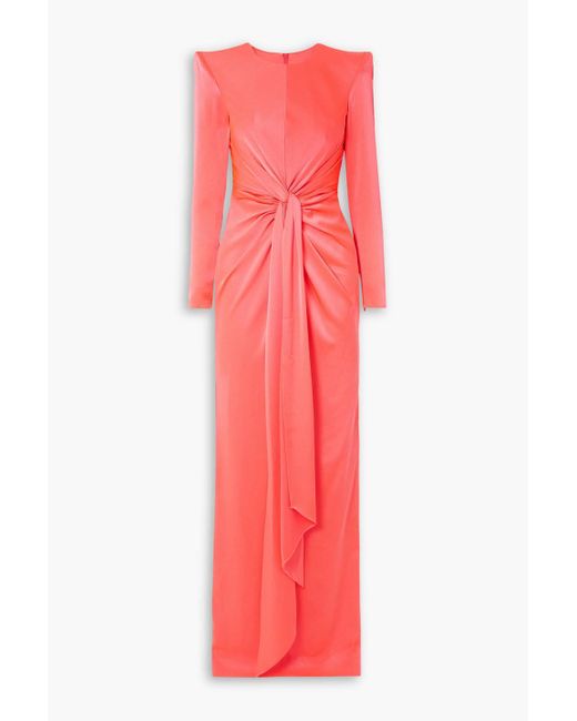 Alex Perry Red Graves Tie-front Satin-crepe Gown