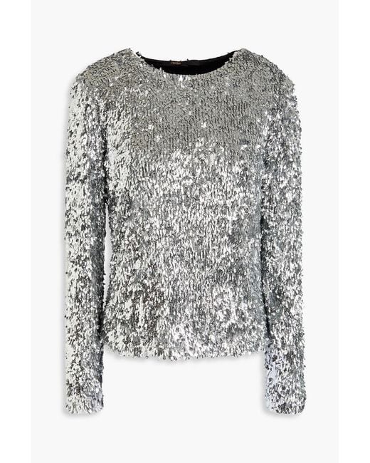 Maje Gray Sequined Tulle Top