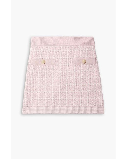 LoveShackFancy Pink Callington Metallic Checked Knitted Mini Skirt