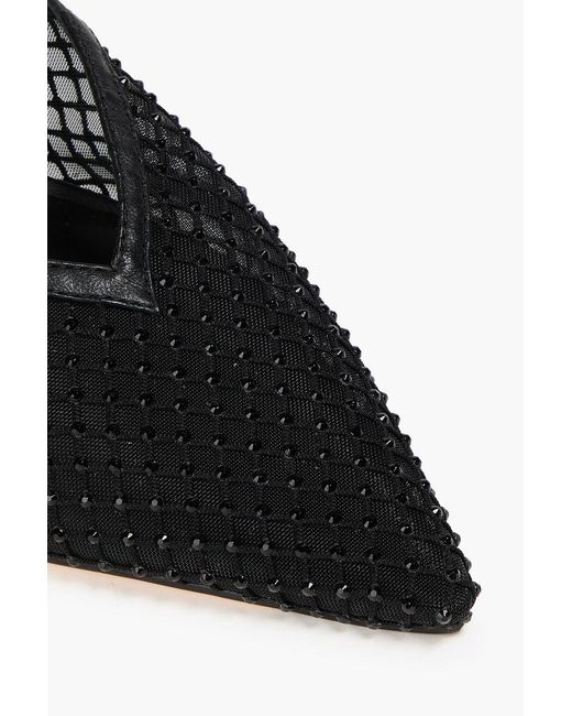 STUDIO AMELIA Black Diamante 50 Crystal-Embellished Mesh Slingback Pumps