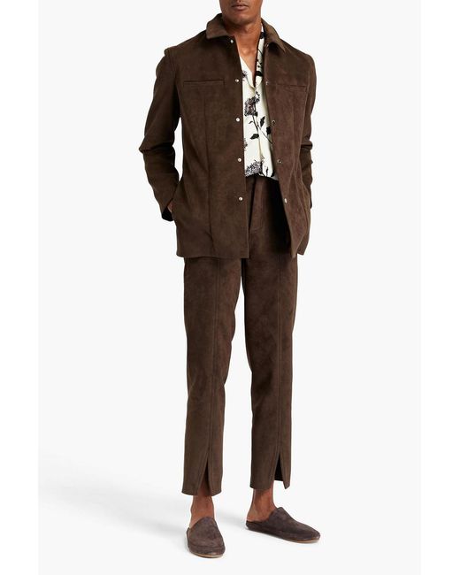 Nanushka Brown Slim-fit Faux Suede Jacket for men