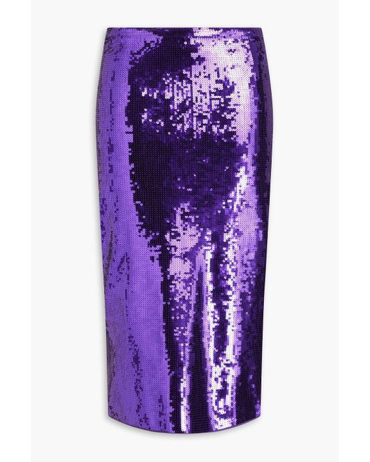 Sandro Purple Sequin-embellished Knitted Pencil Skirt