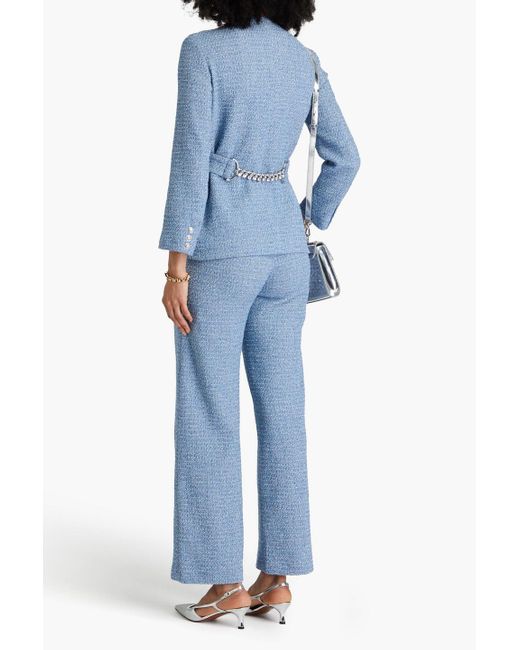 Maje Blue Metallic Cotton-Blend Bouclé-Tweed Jacket