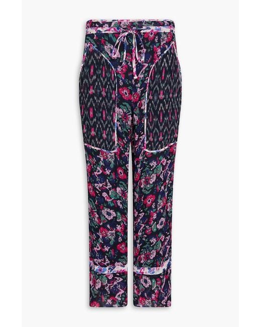 Isabel Marant Blue Ryama Printed Georgette Straight-Leg Pants