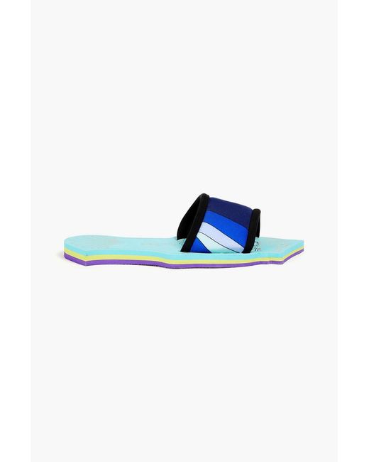 Emilio Pucci Blue Printed Jersey Slides