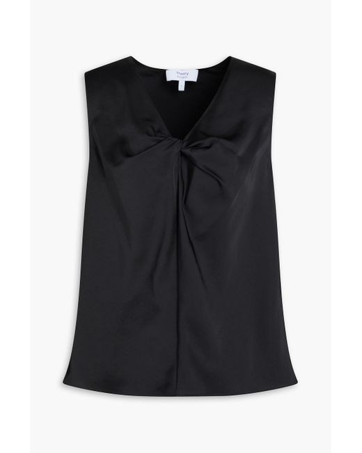 Theory Black Twisted Crepe De Chine Top