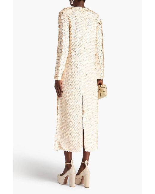 Zimmermann Natural Sequined Silk-Organza Midi Dress