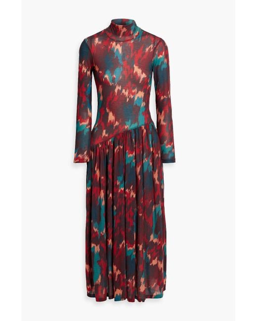 Ulla Johnson Red Fernanda Printed Lyocell-Jersey Midi Dress