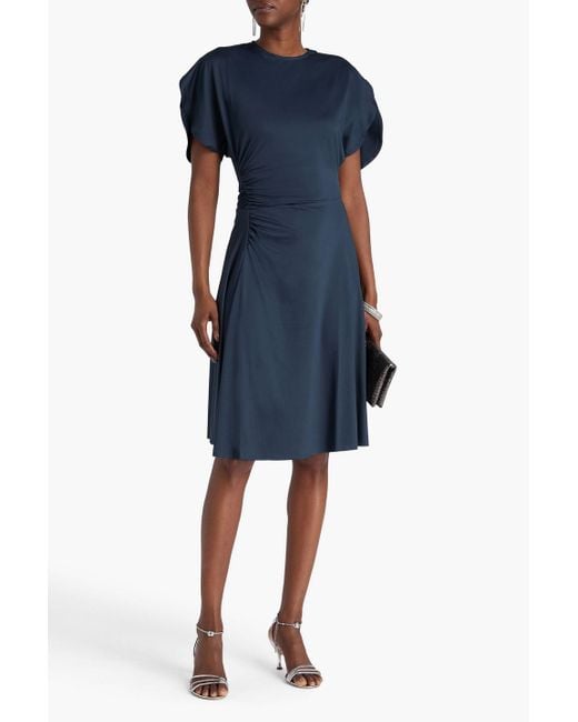 Victoria Beckham Blue Kleid aus stretch-jersey mit raffungen