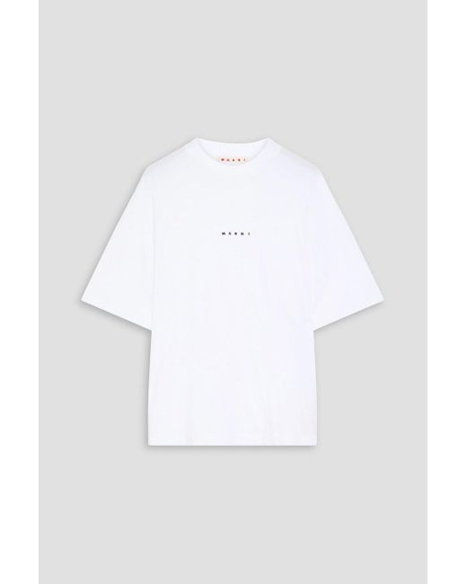 Marni White Printed Cotton-jersey T-shirt