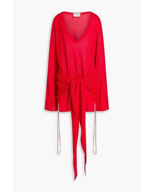 The Attico Red Pointelle-Knit Mini Dress