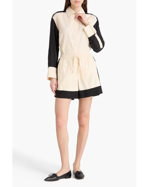 Sandro Natural Two-tone Linen-blend Twill Shorts