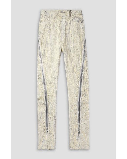 Rick Owens White Bolan Banana Flared Zip-Detailed Metallic Megacrust Jeans for men
