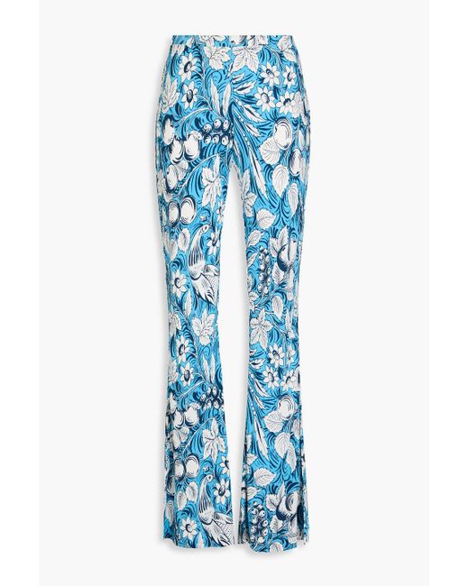 Diane von Furstenberg Blue Brooklyn Floral-print Jersey Flared Pants