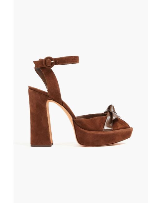 Alexandre Birman Brown Knotted Leather And Suede Platform Sandals