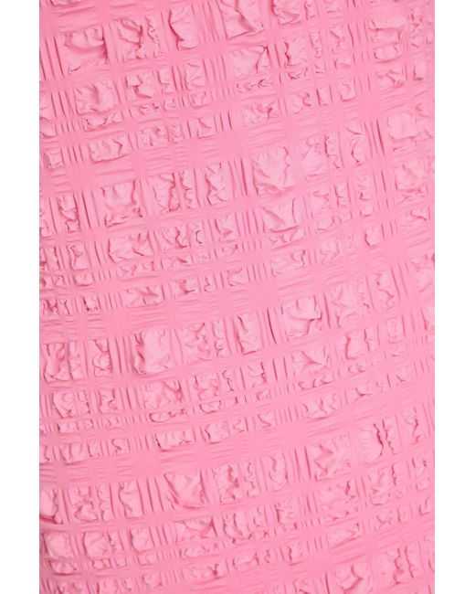 Nanushka Pink Seersucker Halterneck Mini Dress