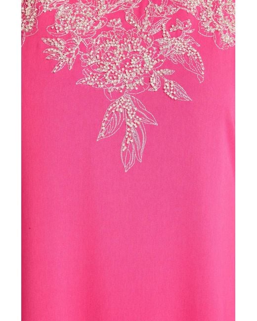 Marchesa Pink Embellished Crepe Kaftan