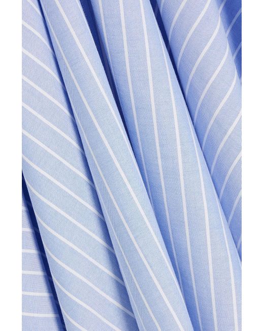 Palmer//Harding Blue Tranquility Ruffled Striped Cotton-poplin Shirt