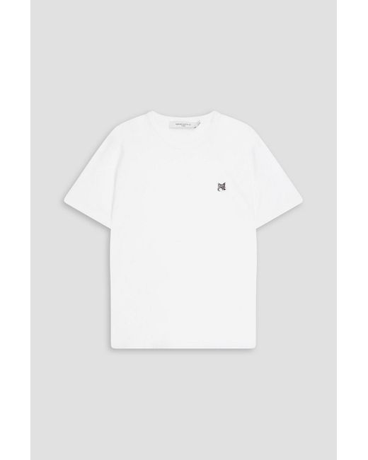Maison Kitsuné White Appliquéd Cotton-jersey T-shirt for men