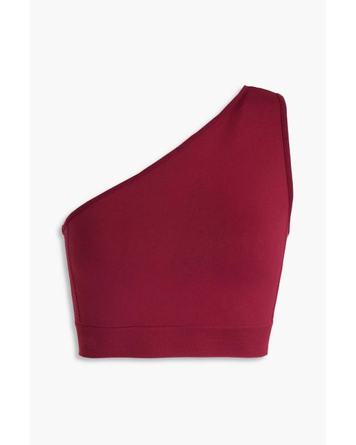 Rick Owens Red One-shoulder Cropped Stretch-knit Top
