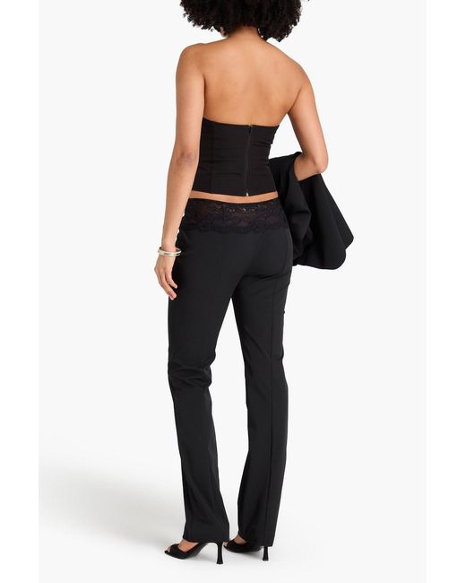 Blumarine Black Lace-trimmed Twill Straight-leg Pants