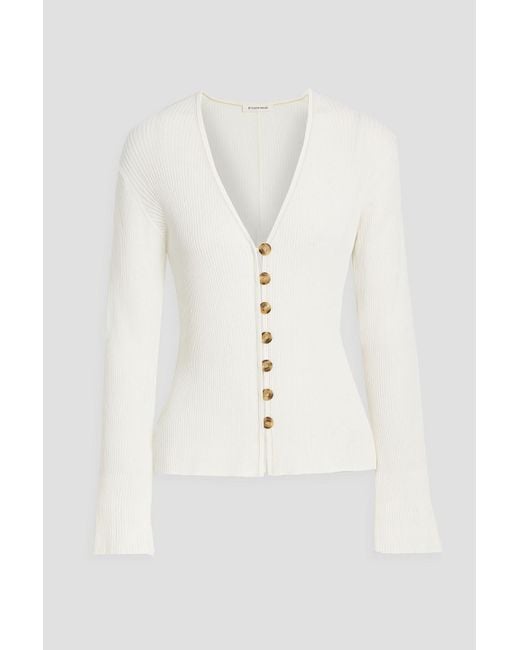 By Malene Birger White Cirella Ribbed Cotton-Blend Cardigan