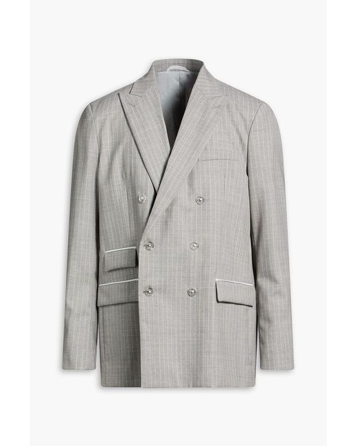 Acne Gray Double-breasted Pinstriped Wool Blazer for men