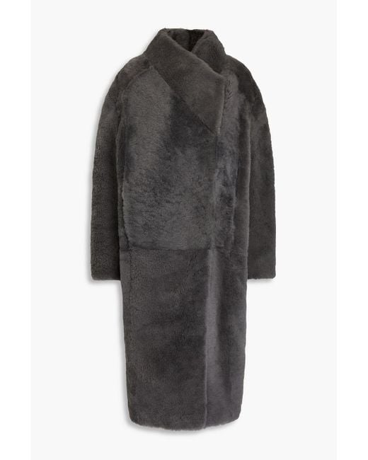 Karl Donoghue Black Wrap-effect Shearling Coat