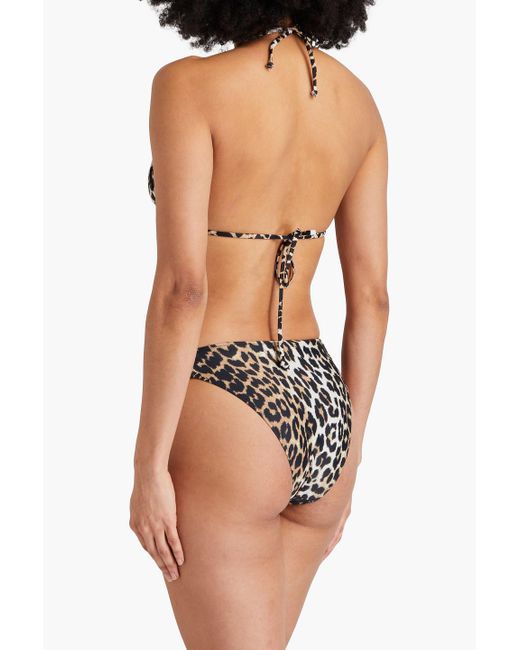 Ganni Black Leopard-Print Bikini Briefs