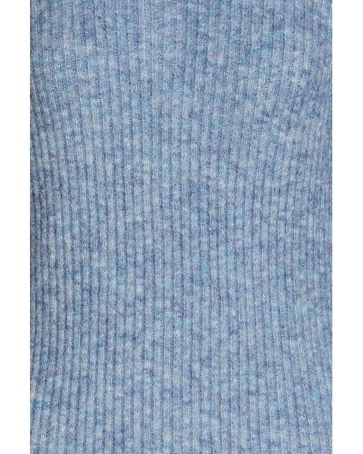Maje Blue Roasty Ribbed-knit Midi Dress