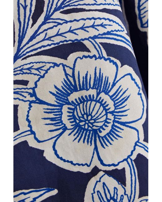 Cara Cara Blue Jazzy Cropped Printed Cotton-poplin Jumpsuit