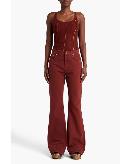 Gabriela Hearst Red Yara Striped Ribbed Wool Tank