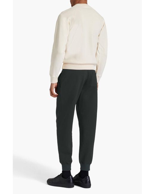 Giorgio Armani Black Tapered Cotton And Cashmere-blend Fleece Sweatpants for men