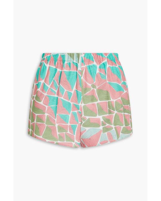 Emilio Pucci Green Printed Cotton-poplin Shorts