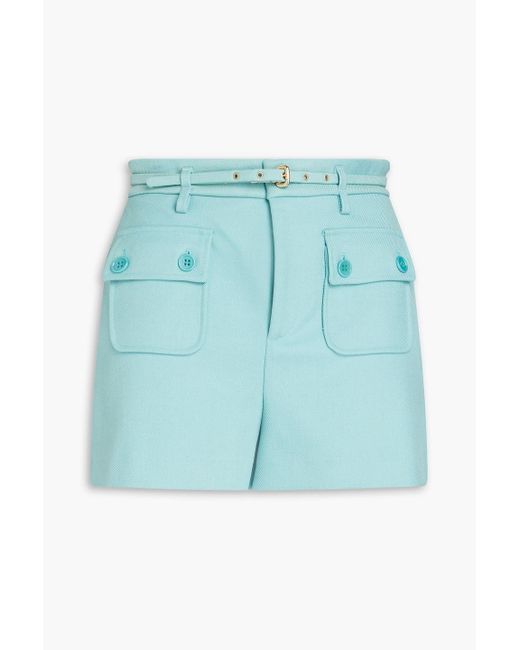 RED Valentino Blue Belted Twill Shorts
