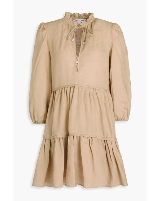 Veronica Beard Natural Hawken Tiered Linen Mini Dress